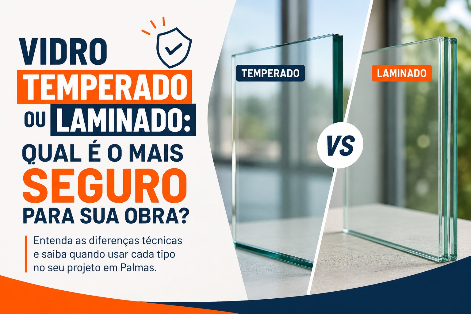 Vidro temperado ou laminado: qual é o mais seguro para sua obra em Palmas TO