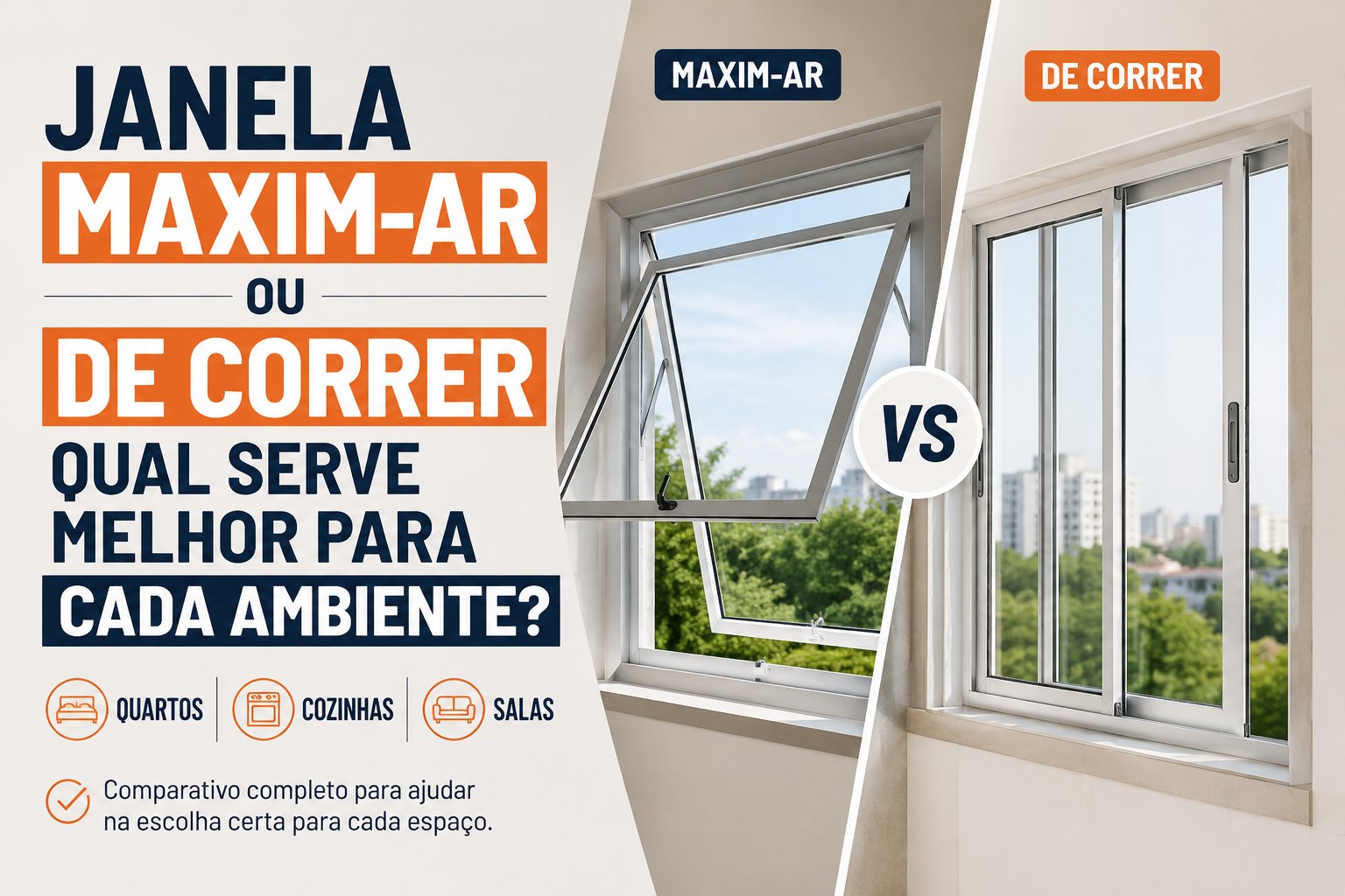 Janela maxim-ar ou de correr: qual serve melhor para cada ambiente em Palmas TO